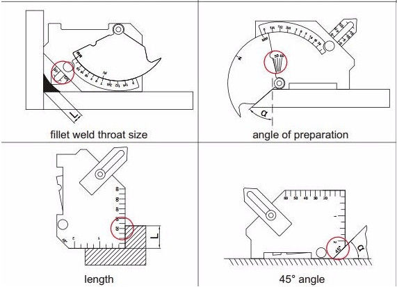 Mesures d'inspection de soudure de mesure de came de pont, préparation 0º d'angle à 60º